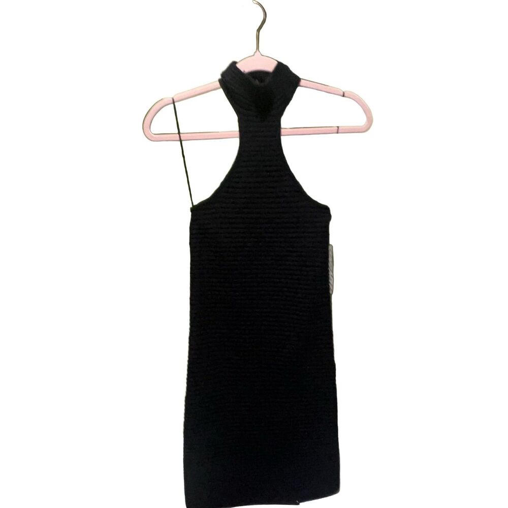 Urban Outfitters Ribbed Halter Neck Dress Black XS Women's Knit